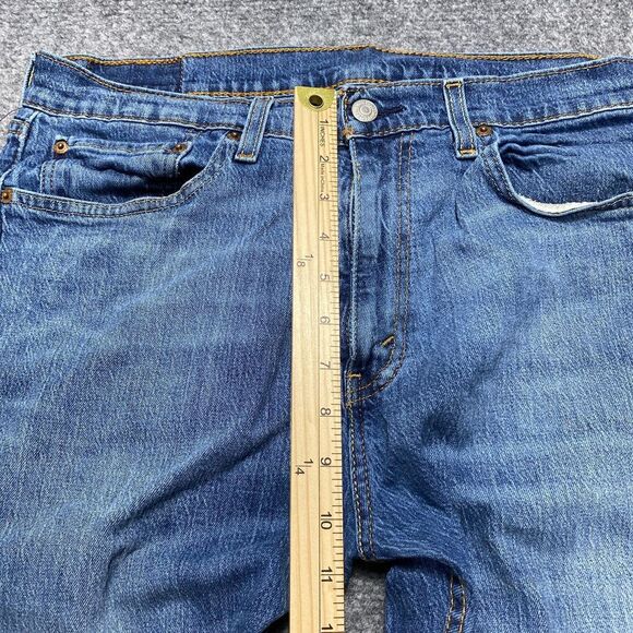 Levis Jeans Men 34x30 Blue 505 Regular Fit Straight Leg Medium Wash Tag 34x30 - Picture 6 of 16